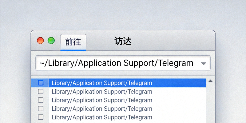 macOS访达中使用前往文件夹功能输入Telegram路径的截图