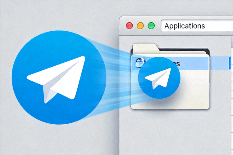 macOS系统安装Telegram时，将应用拖入Applications文件夹的图示