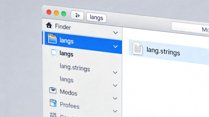 macOS系统下langs文件夹内放置lang.strings语言文件的截图