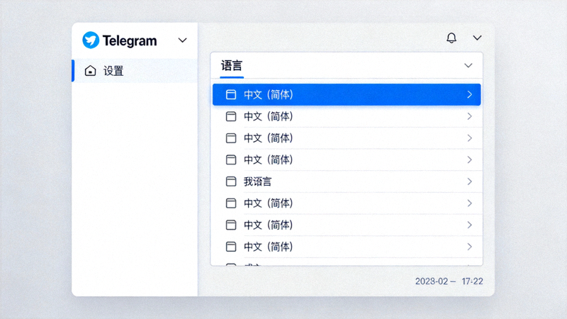 Telegram Desktop设置界面中选择中文语言的选项截图