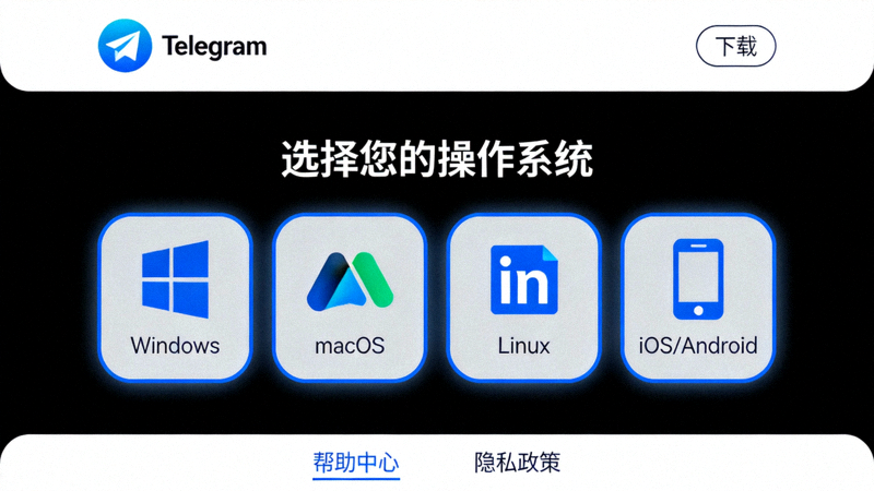 Telegram官方网站下载页面选择操作系统版本的截图示意
