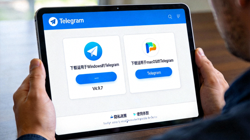 Telegram官方网站下载页面截图，显示Windows和macOS下载按钮