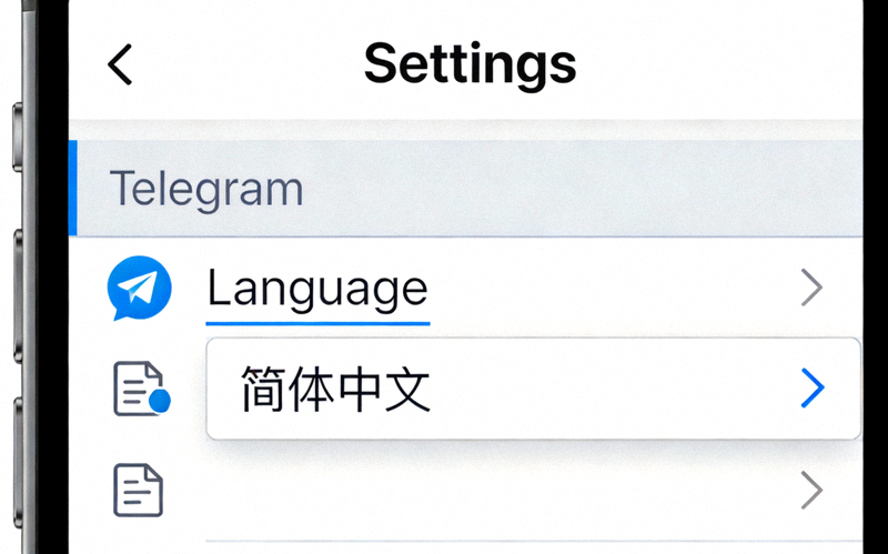 Telegram设置界面中选择简体中文语言的选项截图
