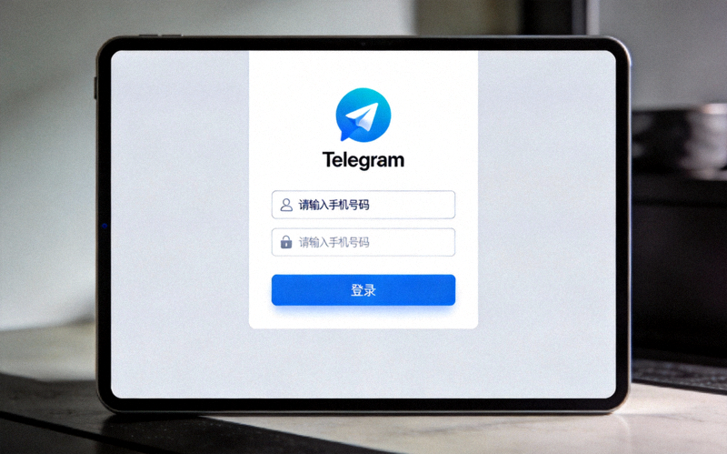 Telegram桌面版登录界面截图，显示手机号码输入框和登录按钮