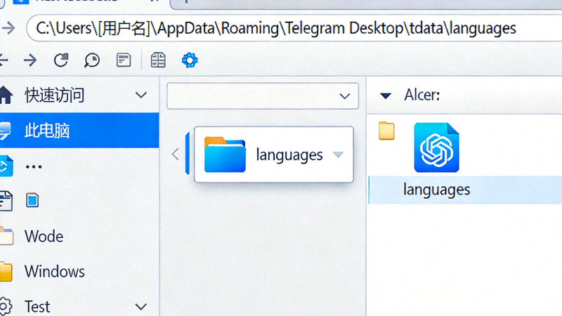 Windows系统下Telegram语言文件夹路径在文件资源管理器中的显示截图